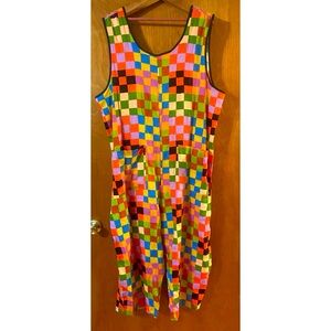 NOOWORKS Linen Colorful Checkered Sleeveless Jumpsuit Size 3X
